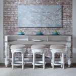 Antique White Console Table with Stools