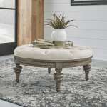 Americana Farmhouse Round Cocktail Ottoman - Image 2