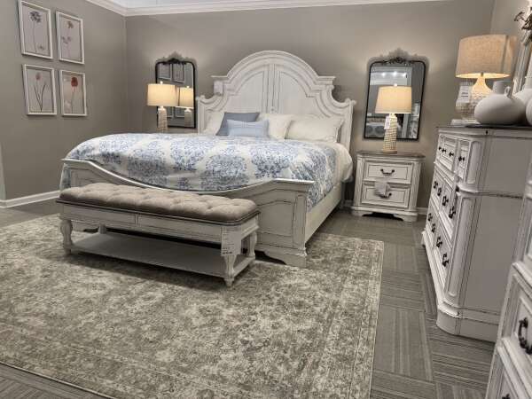 Antique White Panel Bed - Image 3