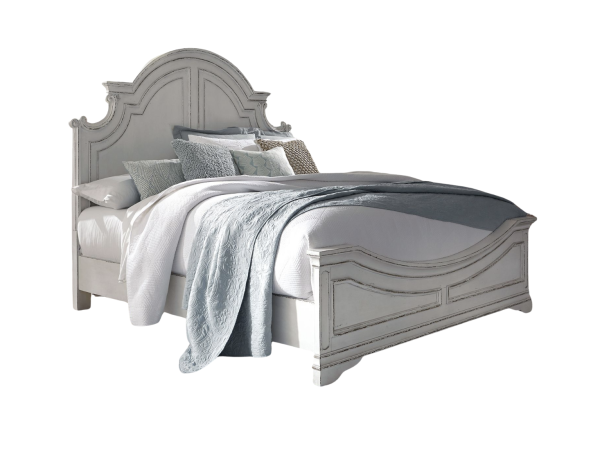 Antique White Panel Bed - King
