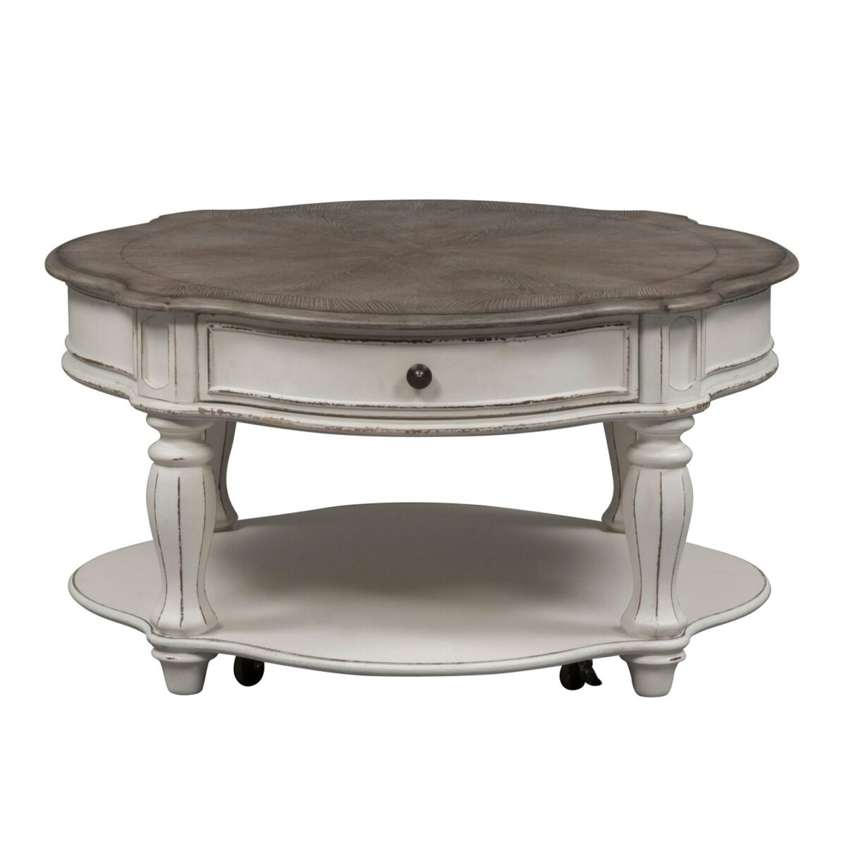 244-ot1011_1_large Antique White Round Cocktail Table - Image 1