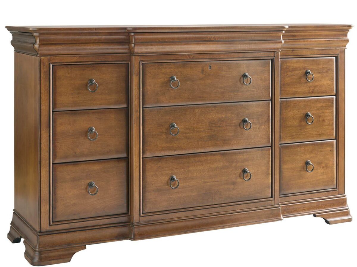 Traditional Dresser with Cognac Finish