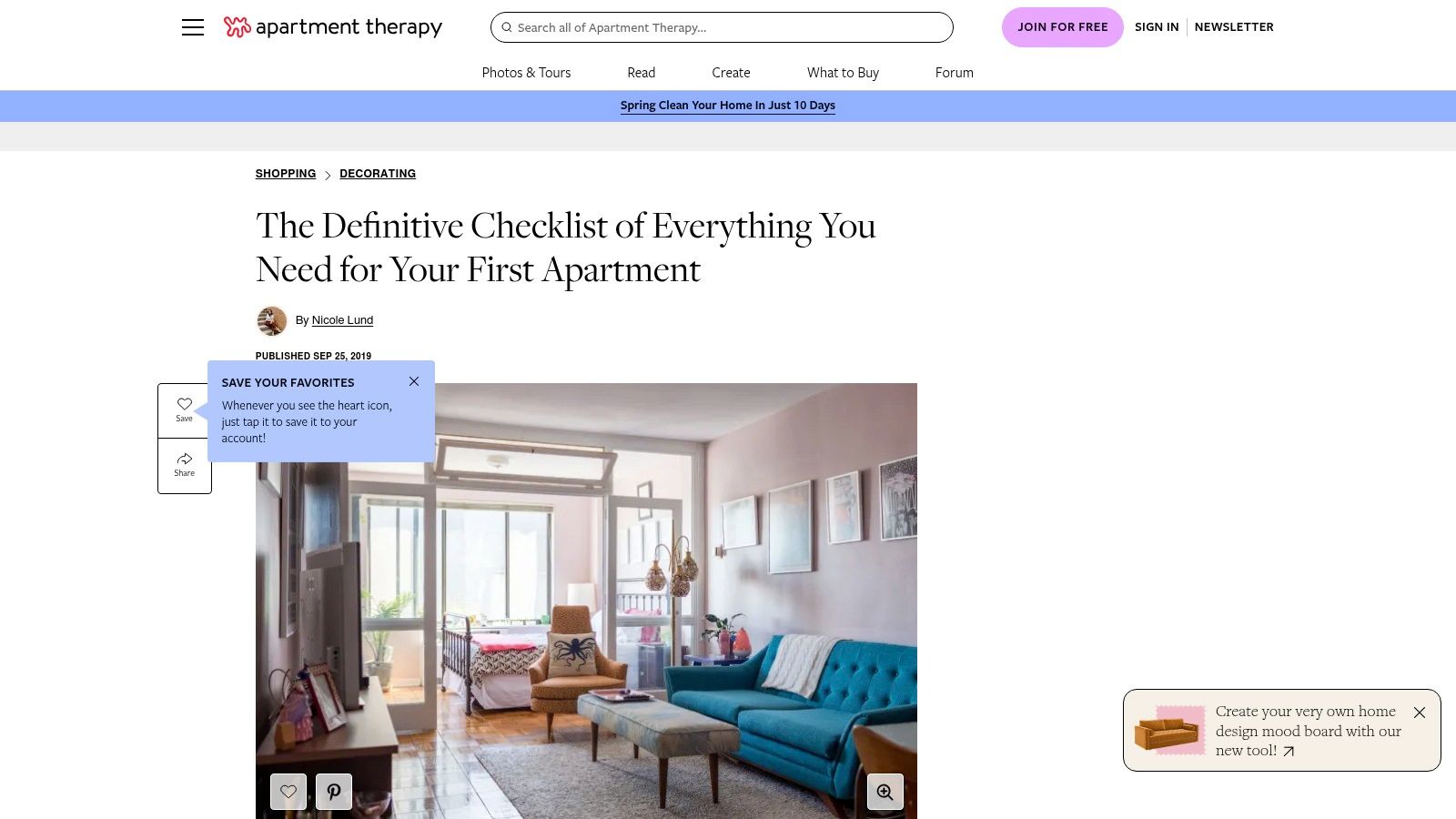 Apartment Therapy — The Definitive Checklist of Everything You Need for Your First Apartment