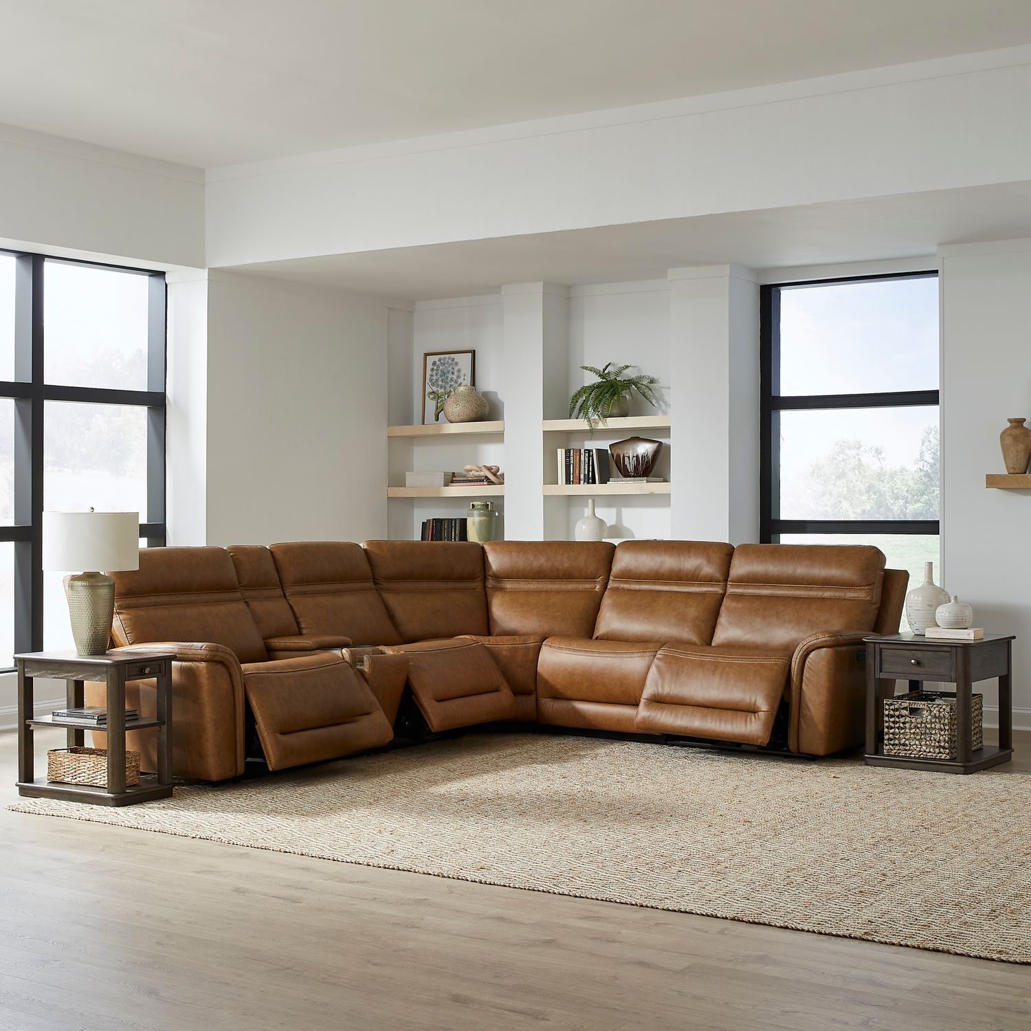 Cooper leather power reclining sectional at Watts Furniture and Mattress